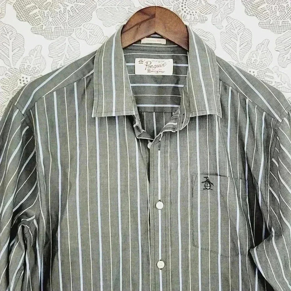 Original Penguin Men's Button down Dress shirt Size L Striped 2170 - Picture 3 of 7